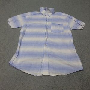 Southern Marsh Shirt Mens Medium Button Up Blue Striped Linen Blend Casual